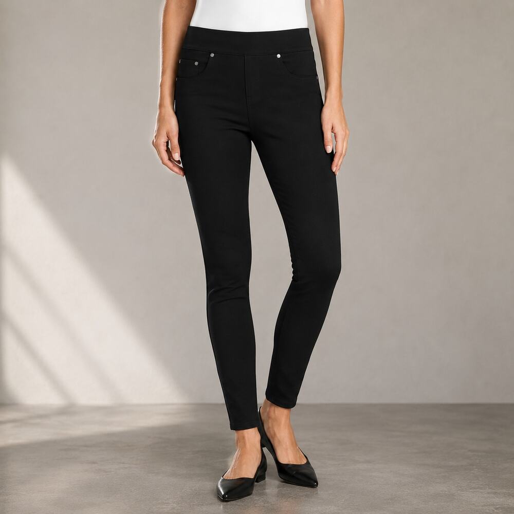 SPANX Skinny Ankle Shaping Jeans 20278R Black Pull On Medium 26 Inseam